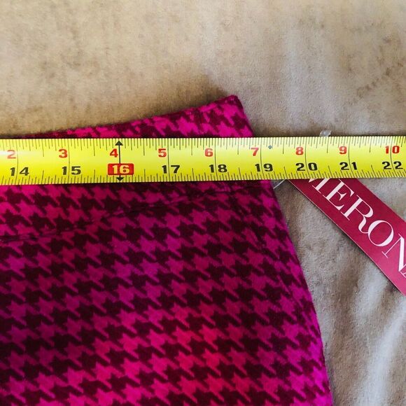 Merona Womens Pencil Skirt Plus Size 16 Pink Burgundy Houndstooth Plaid Fabric - Picture 6 of 10